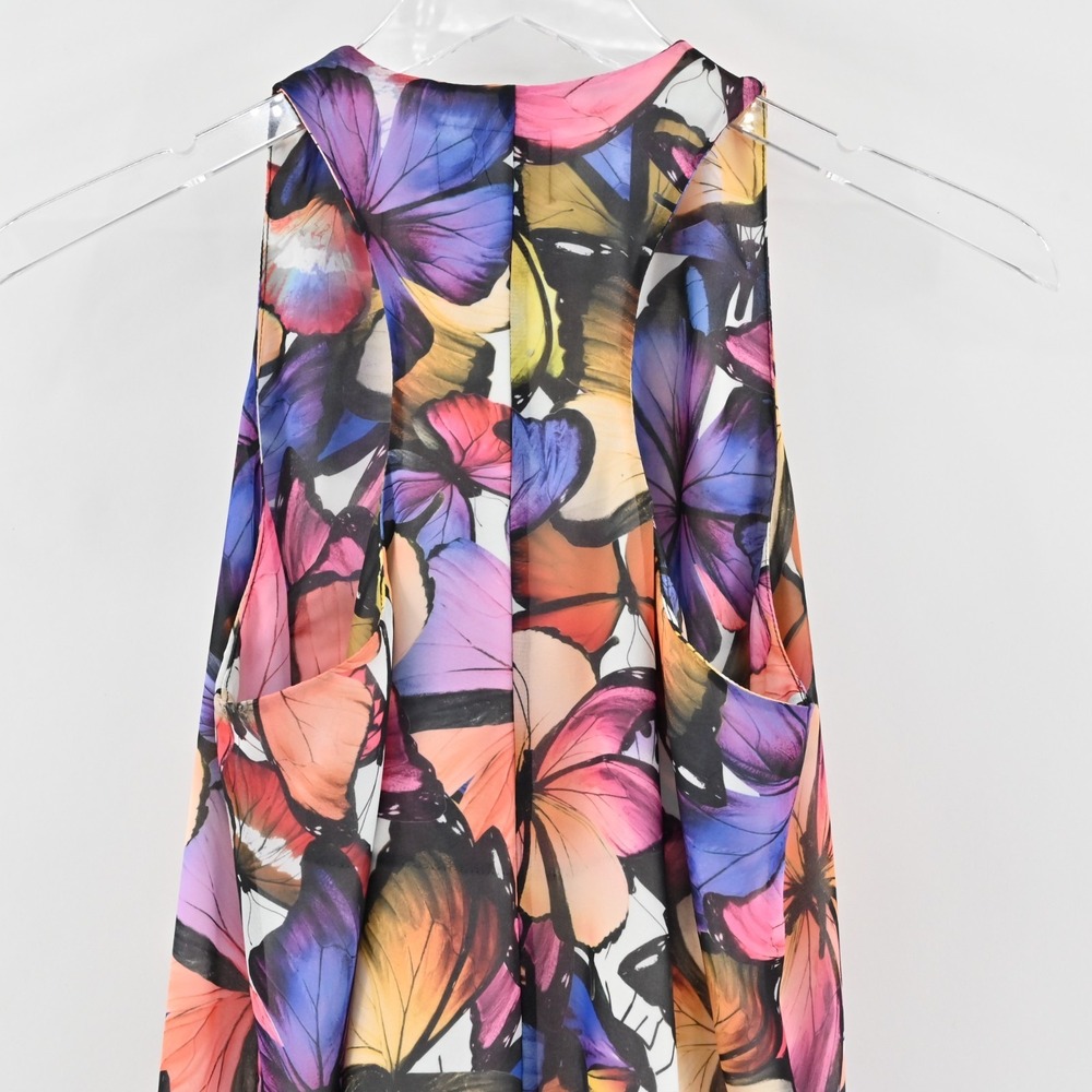 Vtg Y2k Atina Cristina Colorful Butterfly Mini Dress Sz XS Sleeveless Ruffle Hem - Picture 10 of 11